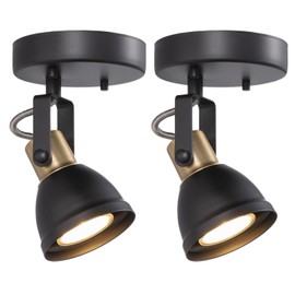 CRAFTRONOS 1 Light Track Light Kit Modern Ceiling Spotlights,2 Packs Matte Black with Brass Accent Adjustable Wall Lights Mount for Kitchen,Hallway,Living Room Home Improvement