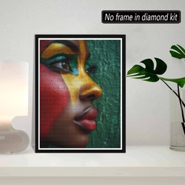 SKRYUIE - Kits de pintura de diamantes 5D para mujeres africanas, kits de arte de diamantes para adultos afroamericanos, taladro redondo completo, bordado de vidrio, punto de cruz, manualidades para