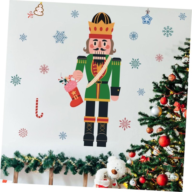 Alipis Window Decorative Sticker Nutcracker Window Sticker Christmas Glass Decal