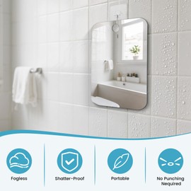 Xuzimaoyi Fogless Shaving Mirror for Shower - Lightweight Acrylic Wall Hanging Mirror with Clear Reflection, Easy to Install and Clean, Portable for Travel, Bathroom, Camping, Bedroom - L Size