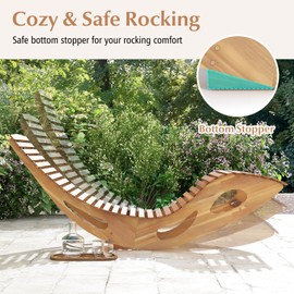 Giantex Acacia Wood Outdoor Rocking Chair, Patio Lounge Chair with Ergonomic Curved & Slatted Seat, High Back, Bottom Stopper, Outside Chaise Lounge, 63”x23.5”x26” Pool Lounger for Porch, Yard (1)
