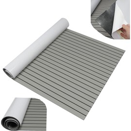94" x 35" EVA Foam Faux Teak Decking Sheet for Boat Decking Marine Yacht Flooring Mat Self-Adhesive Black-Gray 240cm*90cm*6mm