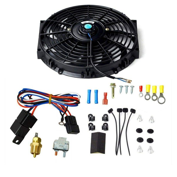 12" 12V Universal Electric Radiator Cooling Fan & Thermostat Switch