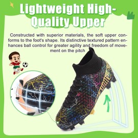 Kids Soccer Cleats Boys Girls Football Shoes Tacos De Futbol para Niños Youth Outdoor Soccer Shoes Baseball Shoes Guayos De Fútbol Turf High Top Football Boots