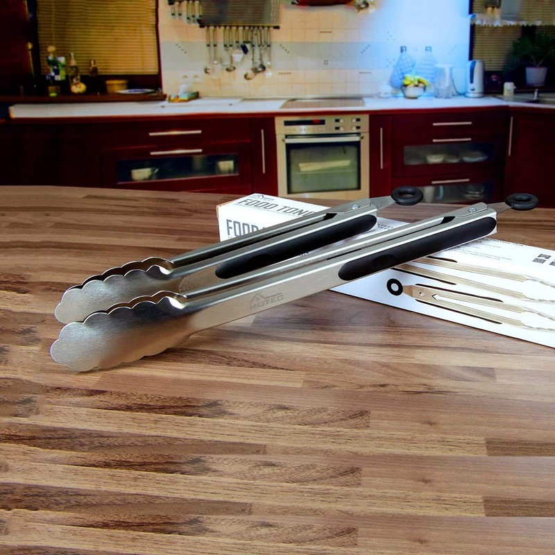 Hotec Stainless Steel Kitchen Tongs Set of 2 - 9"