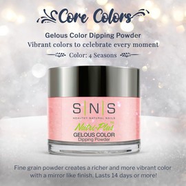 SNS Nail Dip Powder, Gelous Color Dipping Powder - 4 Seasons (Natural, Nudes, Peach/Pastel, Shimmer) - Long-Lasting Dip Nail Color Lasts 14 Days - Low-Odor & No UV Lamp Required - 1oz