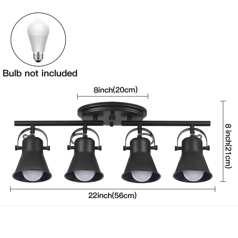 SEEBLEN 4-Light Track Lighting Kit, Directional Ceiling Light, Industrial Black