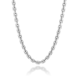 Miabella Solid 925 Sterling Silver Italian 3mm Thick Square Link Open Box Chain Necklace for Men/Made in Italy, Sterling Silver, No Gemstone