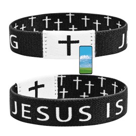 Daily Bible Verse Bracelet, Christian Bracelet for Women Men, Jesus Gift Jesus is King Wristband Black