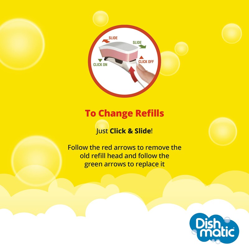 Dishmatic White Non-Scratch Washing-Up Sponge Refill Heads with Antibacterial Abrasive