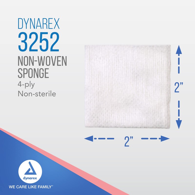 Dynarex Non-Woven Sponges, Non-Sterile Gauze, 2x2 and 4 Ply, Perfect