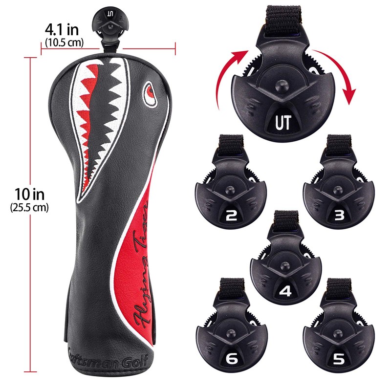 Craftsman Golf Shark Black and Red Rescue Headcover Hybrid Cover