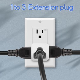 Outlet Splitter 3 Prong, Grounded Plug Extender, UL Listed 3 Outlet Wall Adapter Cube Tap, 90 Degree Wall Tap Triple Power Adapter, 3 Way Multi Outlet Plug Power Outlet Expander for Home or Travel