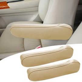 VKGUG 2PCS Car Front Seat Armrest Cover Compatible with Honda Odyssey 2005-2014 Leather Left and Right Seat Arm Rest Cover Beige (Only Leather Part)