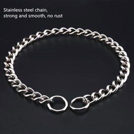 PUROAYET Strong Chain Dog Collar, Stainless Steel Metal Link Dog Silp Collars for Training Walking, Waterproof, Arnish Resistant Metal Chain Collar for Dogs, 3.0mm 21.5inches(dog's neck 16-18inches)