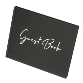 PATIKIL Guest Book, 100 Pages Wedding Guest Sign in Book Reception Signature Book Party Decorations Supplies for Birthday Bridal Shower, Black