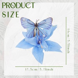 Hawaiian Flower Hair Clips for Women - 3 PCS Artificial Tropical Lily Floral Hairpin with Butterfly Hawaii Flower Barrettes for Summer Beach Party Hair Accessories Seaside Holiday Headdress