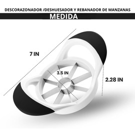 U Chef Descorazonador y Cortador de manzanas, Cortador de frutas, Rebanador de manzana de Acero Inoxidable para Frutas y Verduras, Mango ergonómico, Fácil agarre con 8 cuchillas afiladas (Negro)
