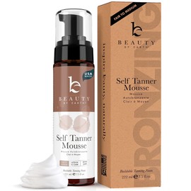 Beauty by Earth Self Tanner Mousse - Fair to Medium Gradual Self Tanner Foam, Sunless Tanner, Natural Self Tanner Mousse, Self Tanning Mousse Light, Vegan Tanning Mousse