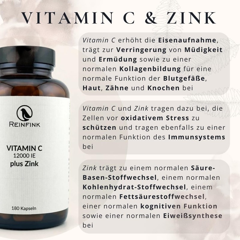Reinfink Vitamin C 12000 IE plus Zink 180 Kapseln im