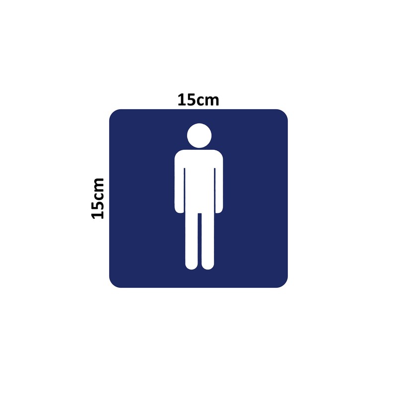 GOOD STUFF Blue Square Bathroom Sign with White Icon, Cute