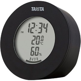 Tanita TT-585 BK Thermometer/Hygrometer, Clock, Temperature, Humidity, Digital, Tabletop, Magnet, Black