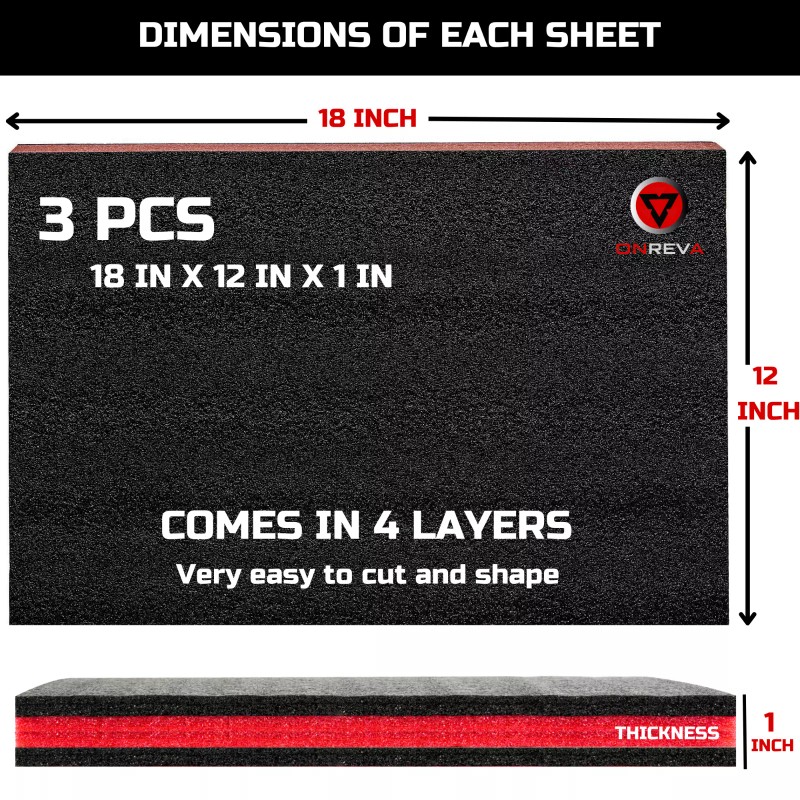 ONREVA Tool Box Foam Inserts for Cases Polyethylene Foam Sheets