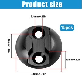 LEKEFETO Pack of 15 Airline Rail Lashing Point: Round Load Securing Airline Rail Accessories for Airplane, Motorhomes, Vans, Ambulances, Black
