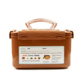 Crazy Korean Cooking Crazy Korean Cooking Premium Kimchi, Sauerkraut Fermentation and Storage Container with Inner Vacuum Lid, Sandy Brown (1.3 Gal (5.2L) 1 PACK)