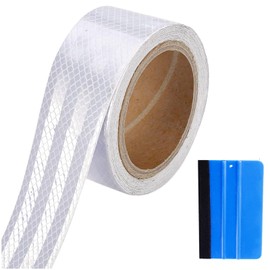 Reflektierende Klebeband 9m x 5cm, Reflektierende Aufkleber Selbstklebende Wasserdicht Aufkleber mit Schaber für Straße, Fahrräder, Helme, Motorrad(Weiß)
