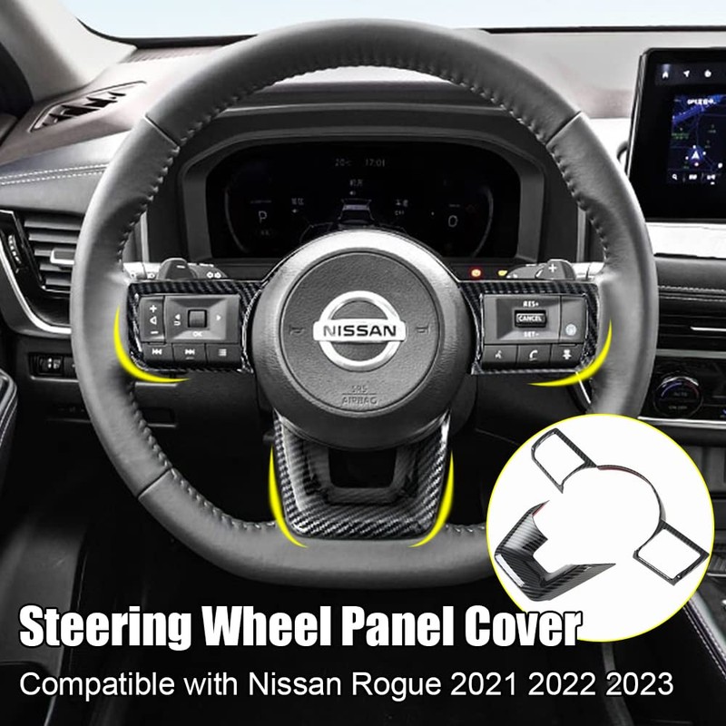 XITER 2PCS ABS Carbon Fiber Style Steering wheel cover Panel