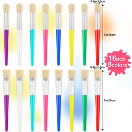 Paint Brushes for Kids, 16 Pcs Toddler Chubby Paint Brushes Bulk Set for Craft, Preschool Washable Kids Paint Brushes for Acrylic Paint Watercolor Paint, Easy to Hold and Clean