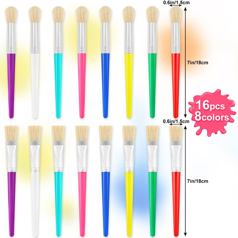 Paint Brushes for Kids, 16 Pcs Toddler Chubby Paint Brushes