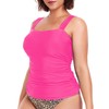 RELLECIGA Women's Hot Pink Bandeau Ruched Tankini Top Swimsuits Size