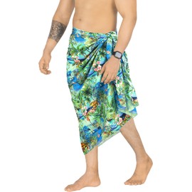 HAPPY BAY Traje de baño para hombre, traje de baño regular para surf, pareo largo para la playa, Paisaje prusiano, One Size