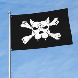 WCGSZHC Pirate Dog Skull Flag 3x5 ft Garden Yard Banner Indoor Outdoor Decoration
