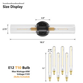 Wall Sconces Set of Two Black and Brass Gold 🔥🔥🔥 Wall Lamp Wall Lights with Clear Glass Shade Sconces Wall Lighting Wall Sconces Indoor Sconces Wall Decor Set of 2 Wall Scones, Wall Lights Set of 2