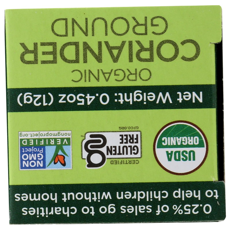 Spicely Organic Coriander Powder 0.45 Ounce ecoBox Certified Gluten Free