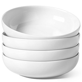 LE TAUCI Pasta Bowls 45 oz, Salad Bowls Set for Serving Soup, Pasta, Noodle, Dinner, Large Kitchen Bowl Plates, Microwave Safe - 8.5 Inch, Set of 4, White