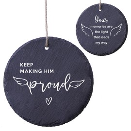 4'' Stone Memorial Christmas Ornament Keep Making Him Proud Sympathy Ornament Loss Dad Grandpa Father in Law Condolences Keepsake Idea Gift Deceased Husband Son Uncle Window Xmas Hanging HOT379