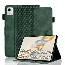 Case for Honor Pad X9a 11.5 Inch 2025 Tablet Protective Case Premium Leather Folio Smart Case with Stand Function Pen Holder Card Slot for Honor Pad X9a Cover, Dark Green
