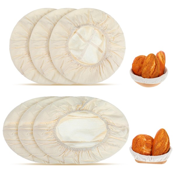 ElevateTech 6 Packs Bread Basket Liner Cloth 8/9 inch Round/Oval