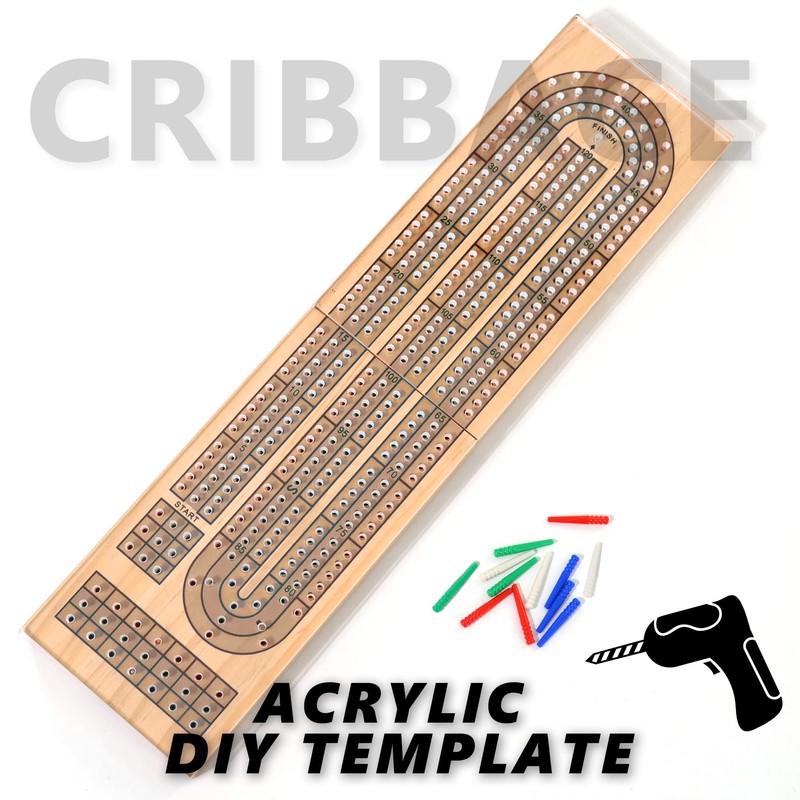 UPTTHOW Acrylic Cribbage Board Templates Kit with 12Pcs Pegs, Classic