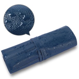 Soporte para brochas de maquillaje, organizador de brochas, estuche rodante, bolsa de cosméticos para viajes, bolsa portátil, bolsa rodante, bolsa de almacenamiento, bolsa de piel sintética con correa para cinturón, Azul Oscuro (New Dark Blue), Soporte p