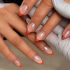 Uñas postizas almendradas con punta francesa corta y pegamento, uñas