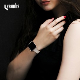 LYSANDRA for Spade & Co Health Smartwatch 4 Band, 22mm Slim fashion Leather Strap Replacement (2 Pack) Compatible for Spade & Co Health Smartwatch / 22mm lug watch (2 Pack-Light grey+Pale apricot)