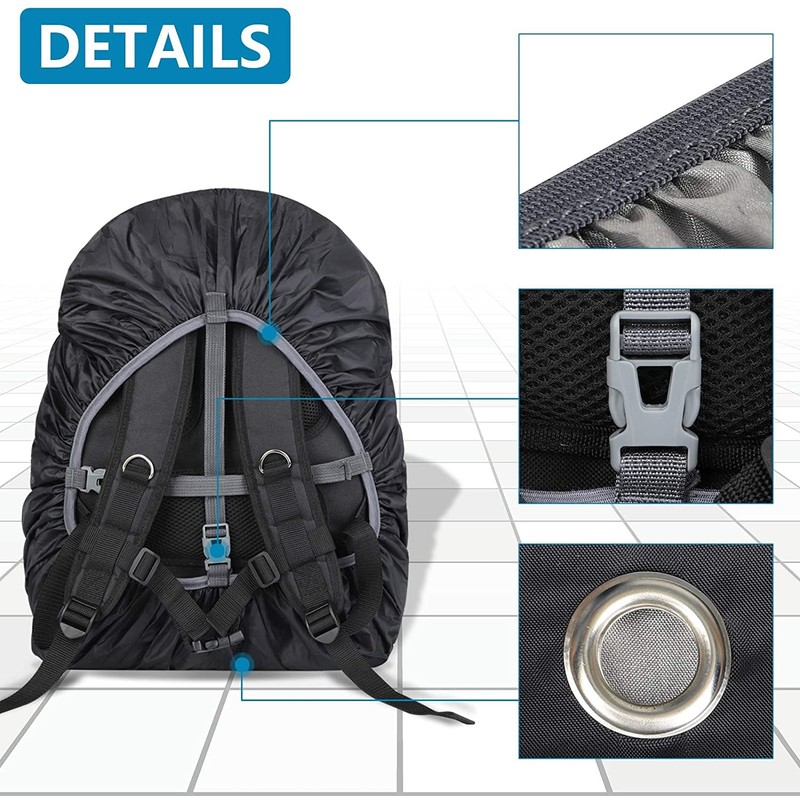 Waterproof Backpack Rain Cover (15-75L), Reflective Rucksack Cover, Adjustable Foldable