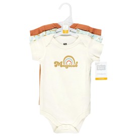Hudson Baby Unisex Baby Cotton Bodysuits, Magical Rainbow 3-Pack, 0-3 Months