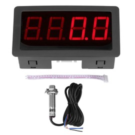 4-stellige Digitale LED-Tachometer, Drehzahlgeschwindigkeitsmesser mit Hall-Näherungssensor, NPN/PNP-Eingang, Rot/Blau-Display, 10-9999RPM-Bereich (Rot)
