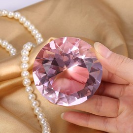 Modelo de Mano de Cristal de 60 Mm, Accesorios de Manicura de Cristal con Forma de Diamante Facetado de Cristal para Decoración de Oficina en Casa Y Favores de Boda(60MM rosa)